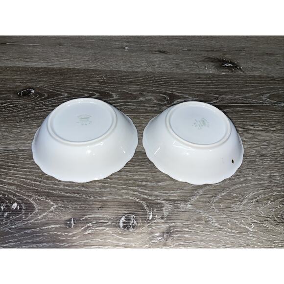 Coupe Fruit / Desert Bowl by CROWN HEIDEN 5.25” Set of 2 Gold Accent Porcelain - Picture 6 of 9